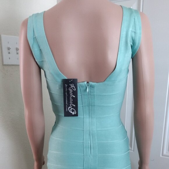 Rachael G Stretch Strappy Dress in Blue-Green Size S. - Picture 3 of 13